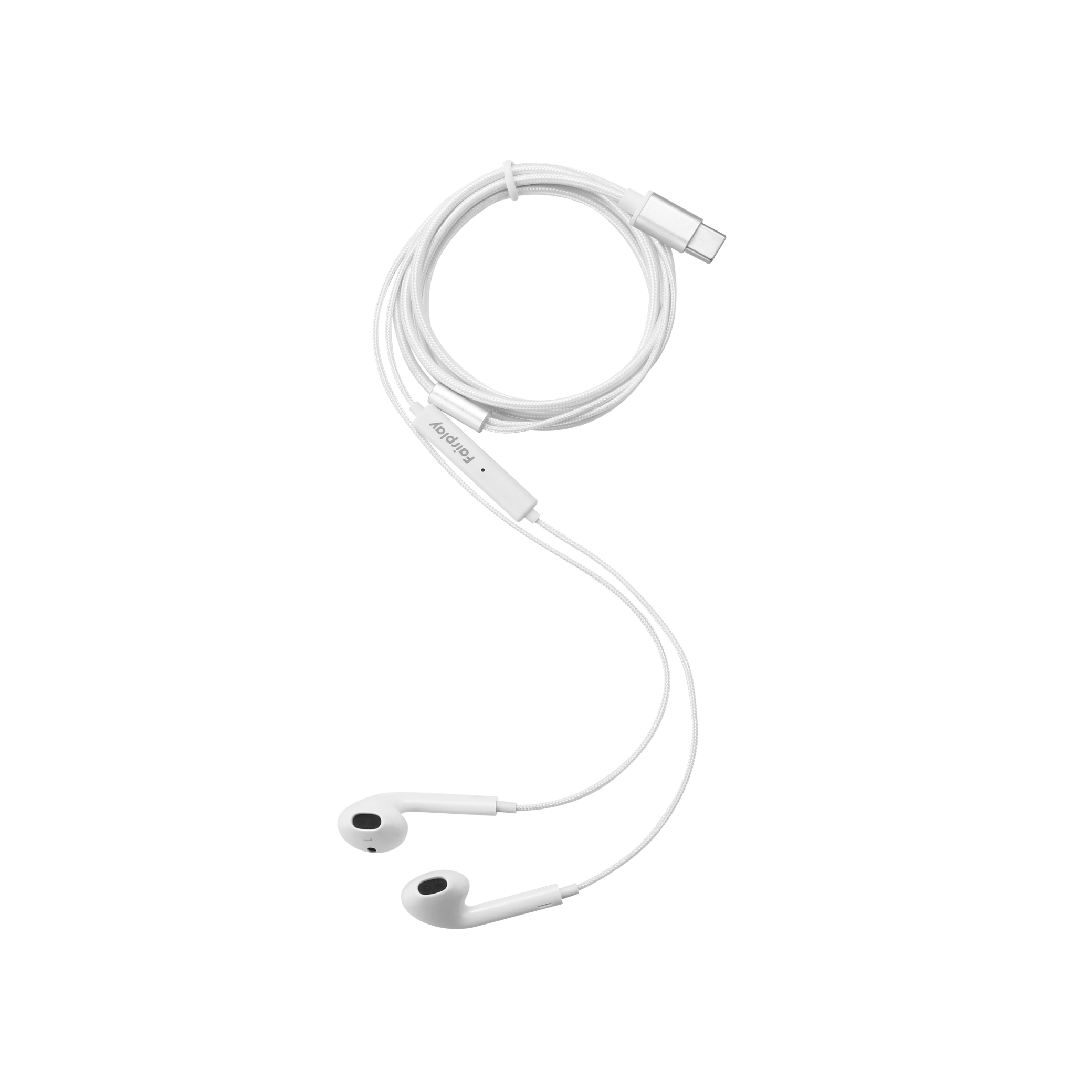 Écouteurs filaires USB-C, câble enroulé
