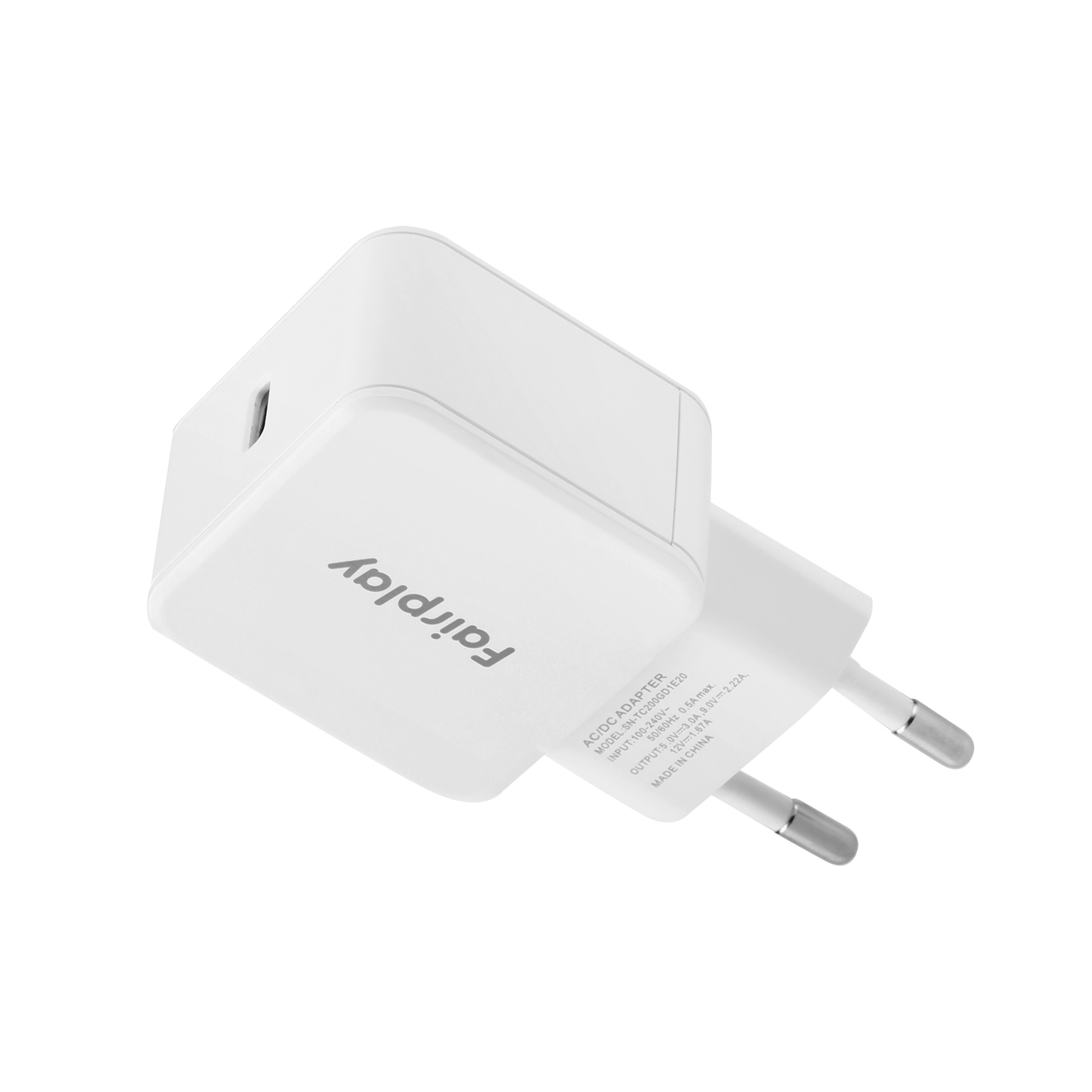Chargeur secteur 20W, vue de trois quarts