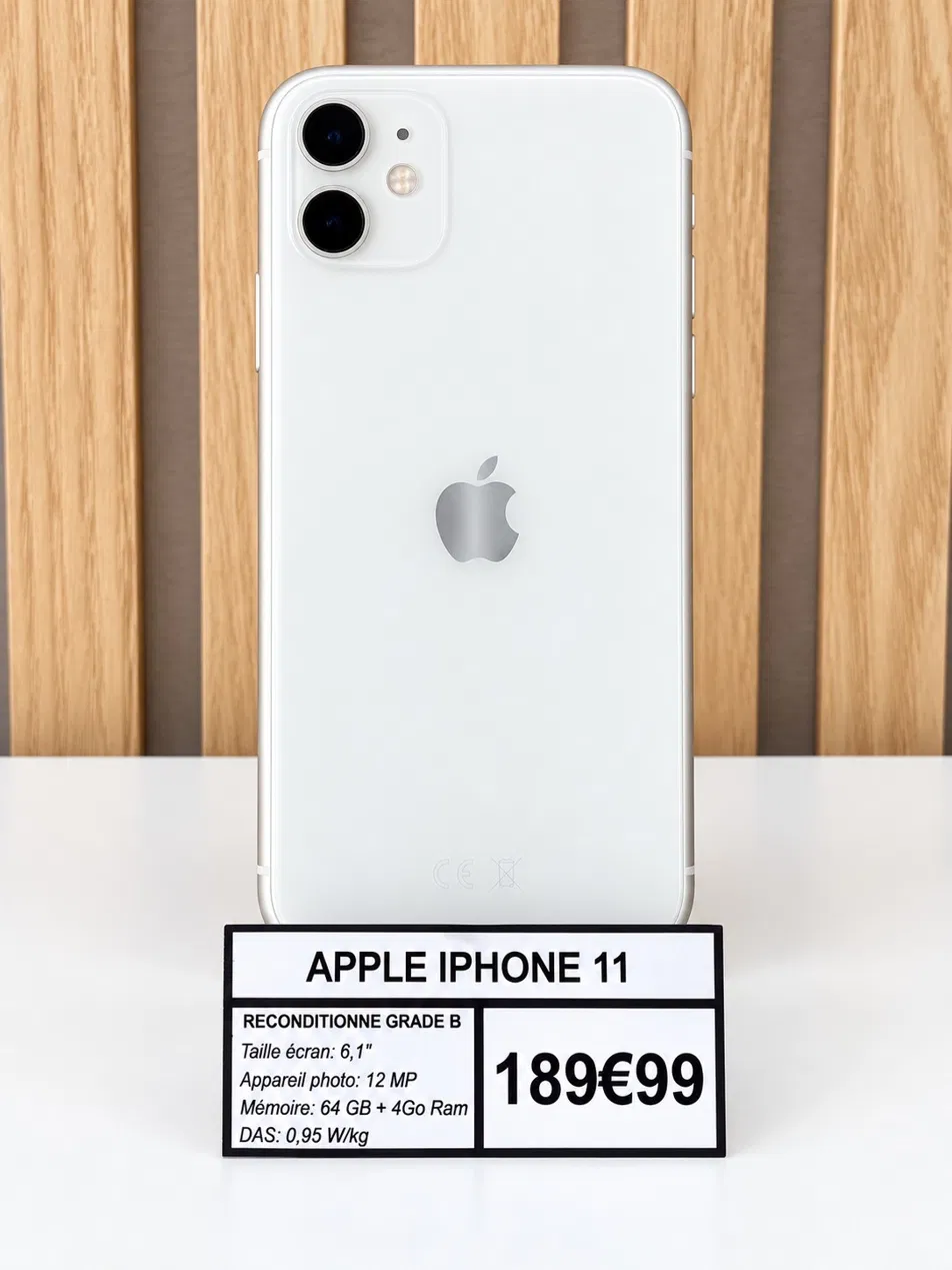 Smartphone reconditionné iPhone 11 blanc grade B, Repair Place Chamalières