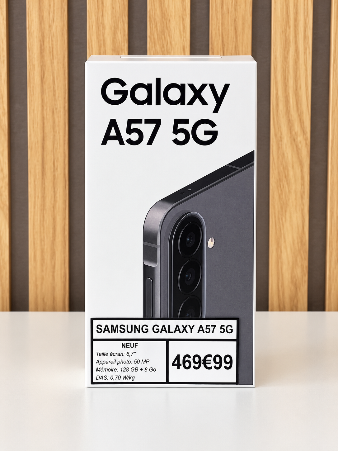Boîte du Samsung Galaxy A57 5G neuf, écran 6,7 pouces, coloris noir Repair Place Chamalières